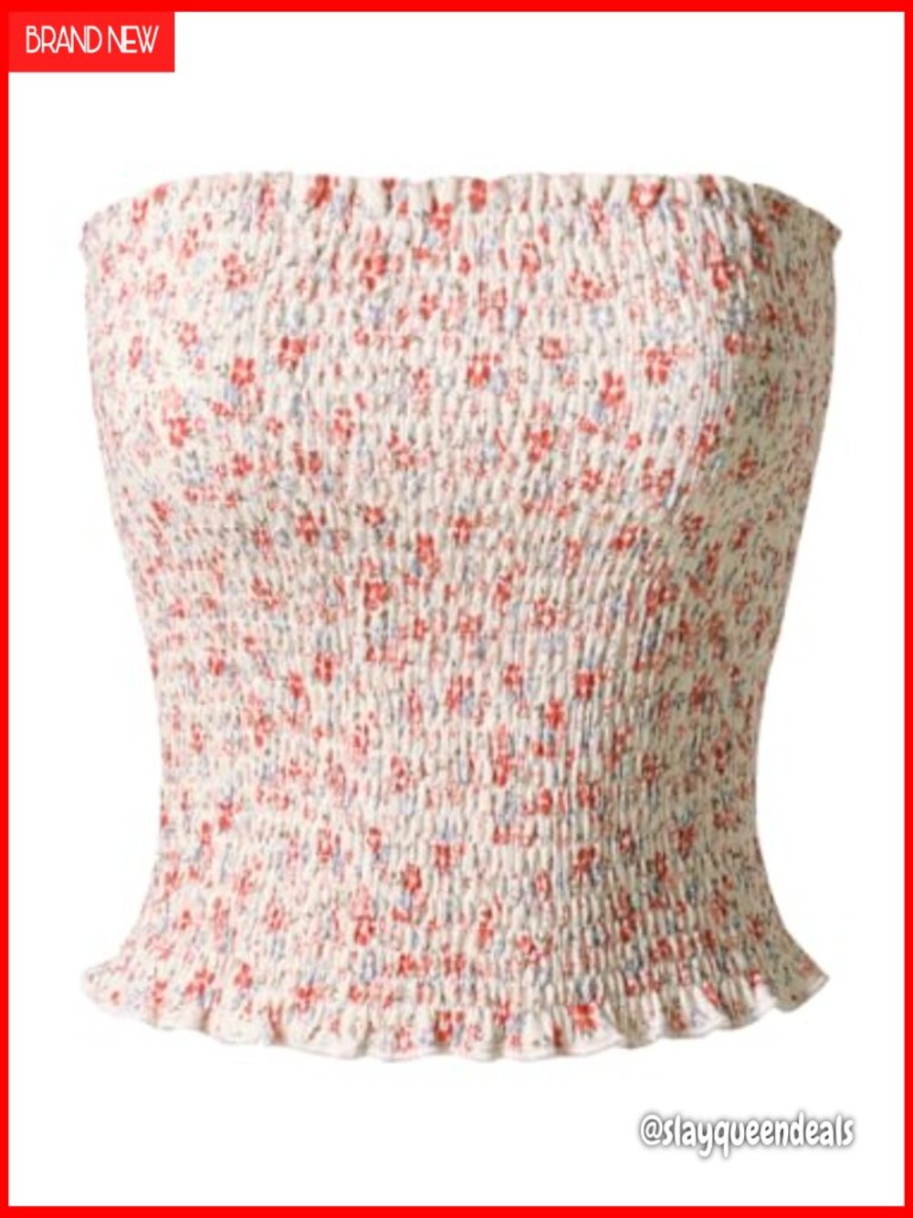 Strapless Tube Top Stretchy Smocked Bandeau Crop Tank Summer - Picture 3 of 7